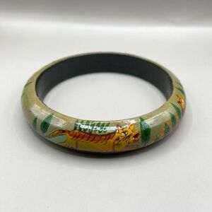 Jungle Tiger Painted Wooden Bangle Bracelet
